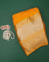 Mustard Yellow Bandhani Silk Saree